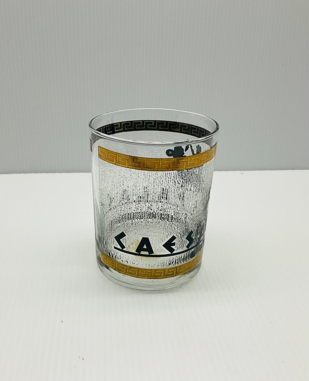 Vintage Caesars Palace Las Vegas Lowball Rocks Whiskey Glass 22K Gold